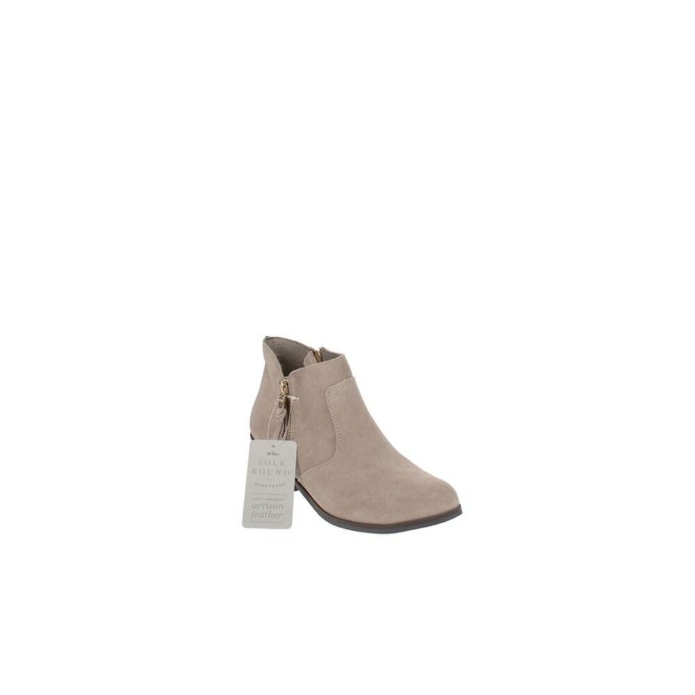 SOLE BOUND Womens Beige Comfort Uriel Almond Toe Block Heel Zip-Up Booties 6.5 M